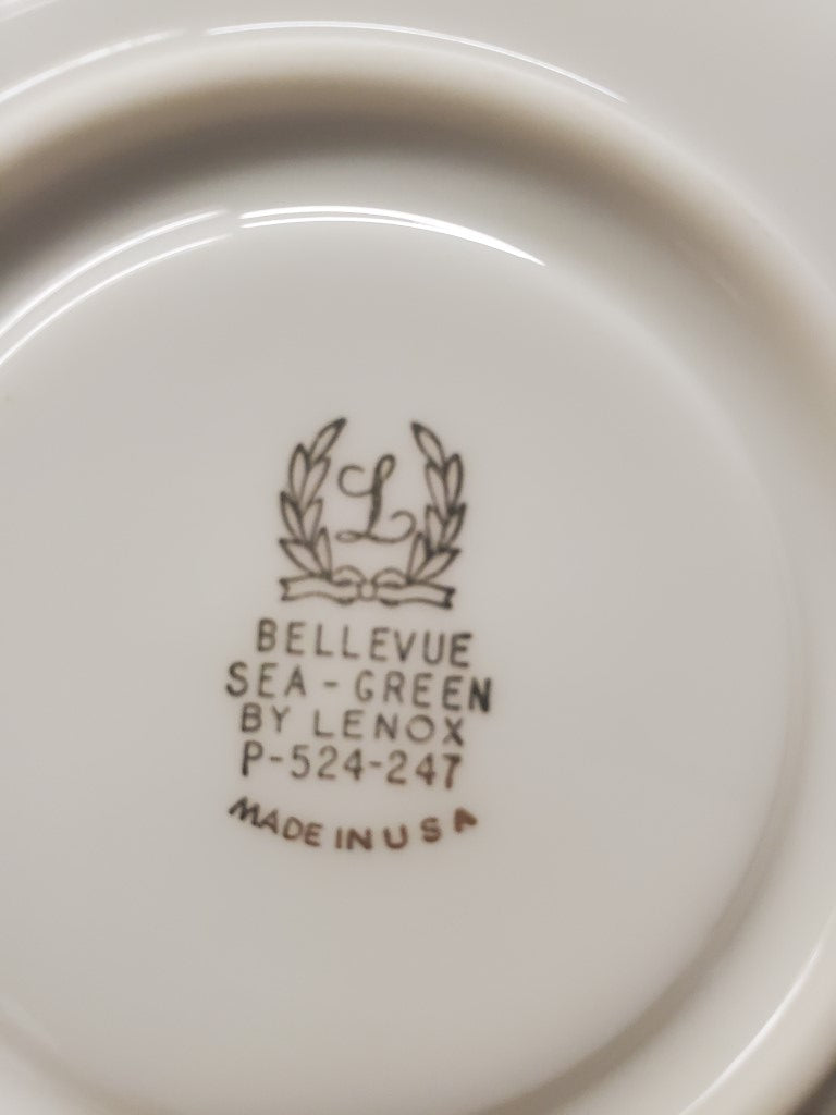 Set of 3 Lenox Bellevue Sea Green Cup & Saucer Sets LK
