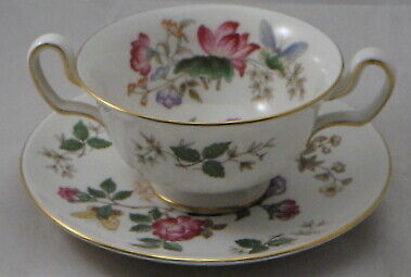 Set of 3 Wedgwood Charnwood Cream Soup And Saucers Sets (Footed)