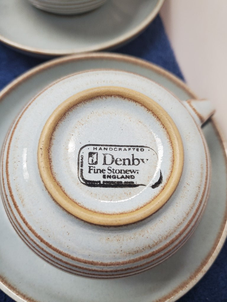 Set of 7 Denby Dovedale Cup & Saucer Sets