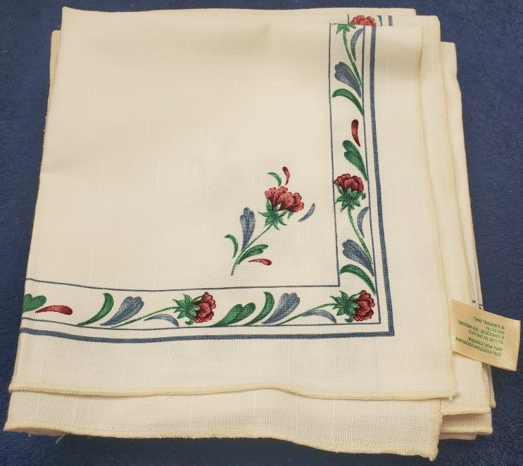 Set of 8 Lenox Poppies On Blue Cloth Napkins