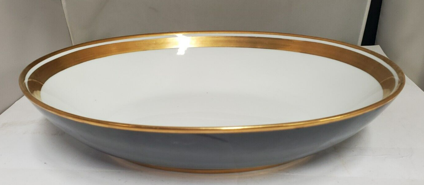 Fitz & Floyd Renaissance-Black On White 10" Oval Vegetable Bowl