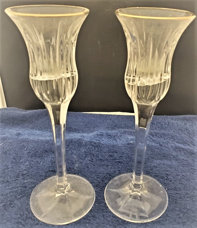 Set of 2 Mikasa Icicles Gold 8" Single Light Candlesticks