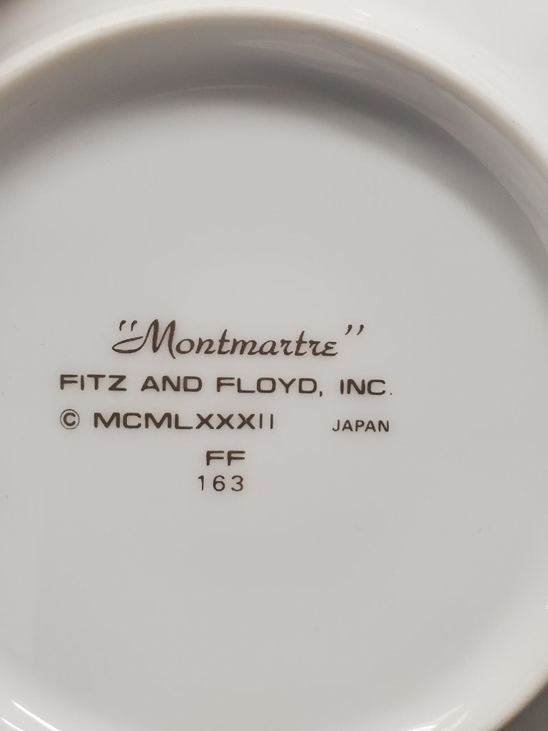 Set of 9 Fitz & Floyd Montmartre Flat Cup and Saucer Sets LK