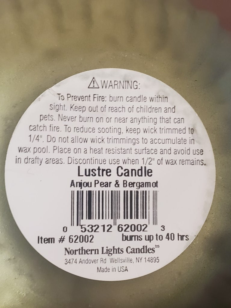 Northern Lights (NLC) Lustre Candle Anjou Pear & Bergamot Fragranced Candle