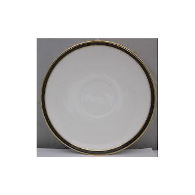 Minton Saturn Black 4 Piece Lot: Dinner Plate, Salad Plate, Footed Cup & Saucer, Saucer (Some Imperfect)