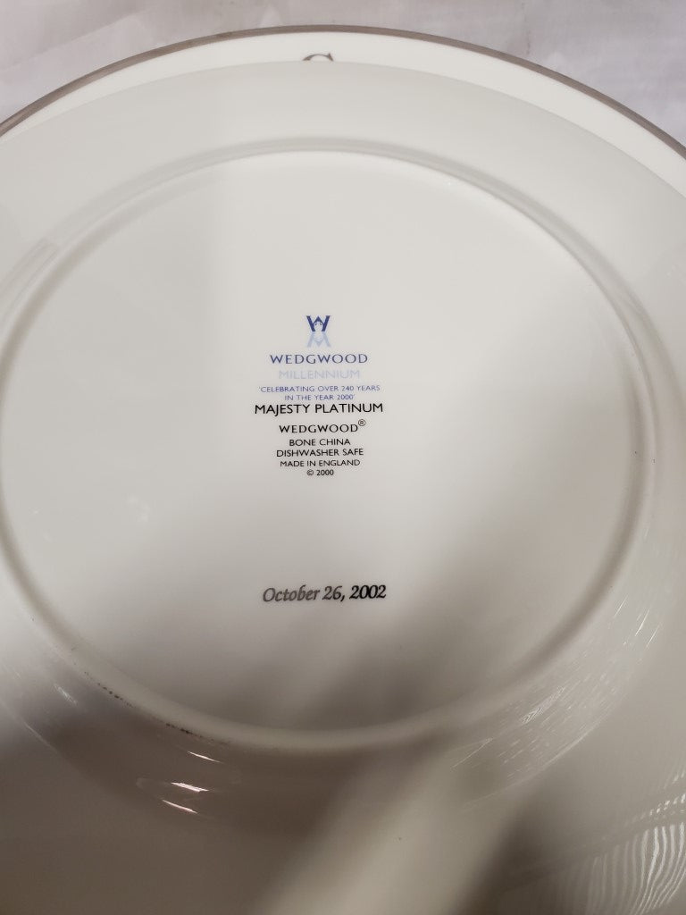 Set of 9 Wedgwood Majesty Platinum Dinner Plates (With Monogram)