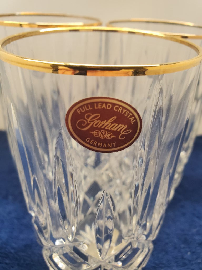 Set of 3 Gorham Crystal Lady Anne Gold Highballs LK