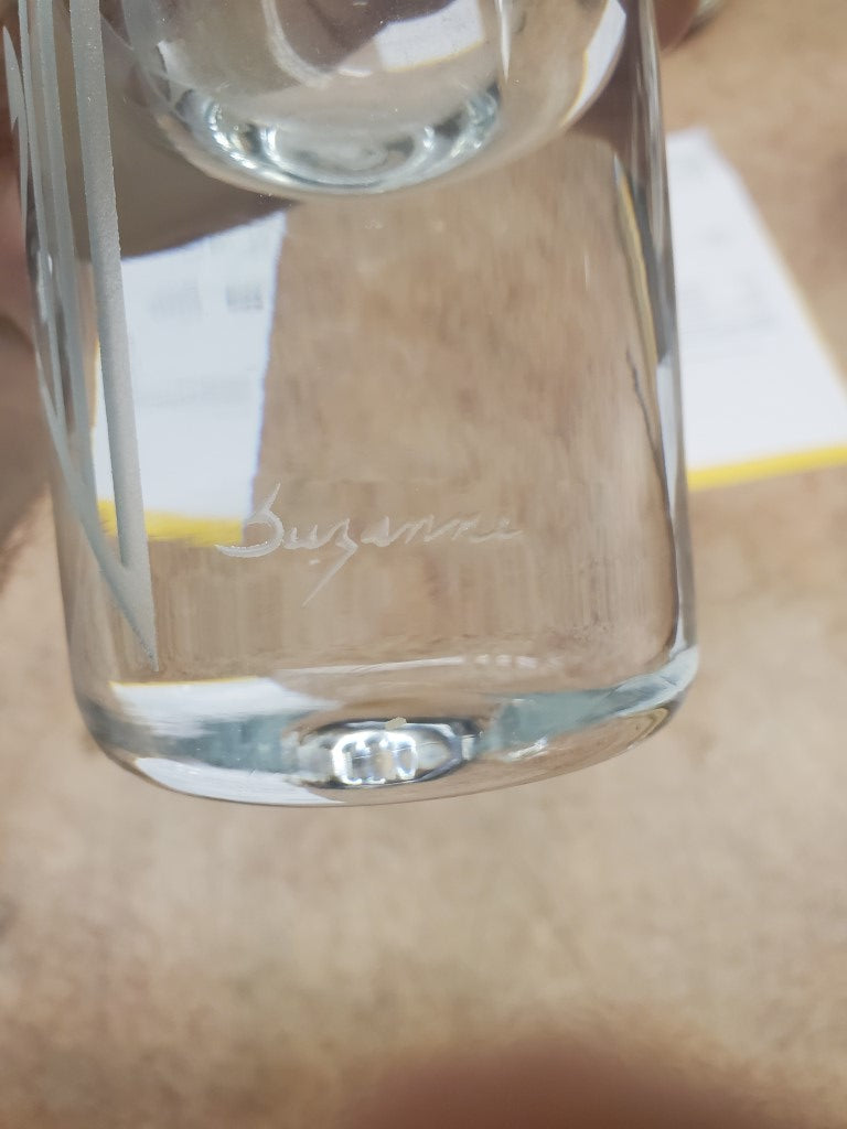 Stunning Signed Suzanne Art Deco Etched Glass Vase
