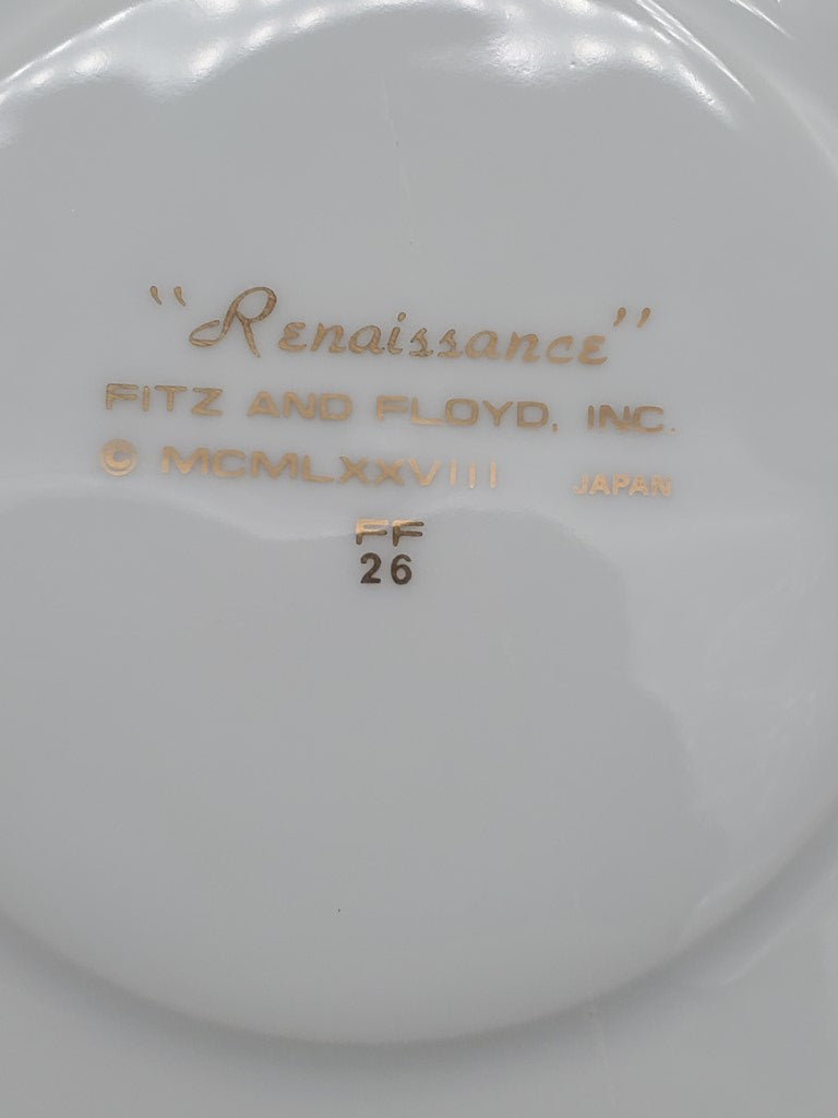 Set of 4 Fitz & Floyd Renaissance Cerulean Blue Cream Soup & Saucer Sets LK