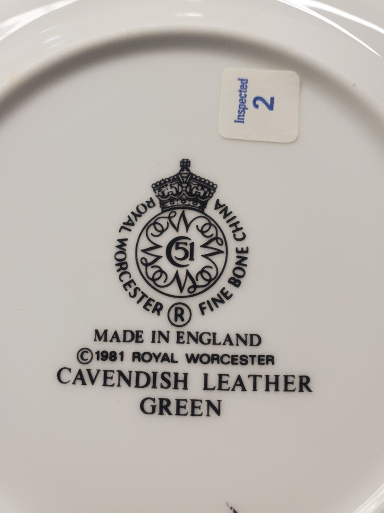 Set of 6 Royal Worcester Cavendish Leather Green Salad Plates LK