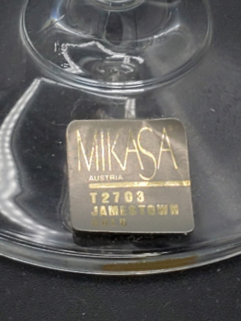 Set of 4 Mikasa Jamestown Gold Water Goblets LK