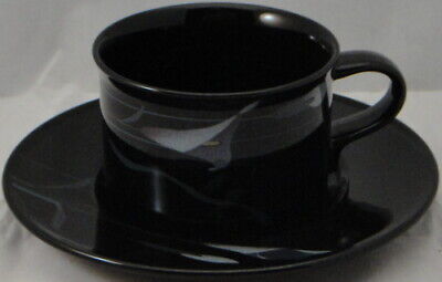 Set of 4 Mikasa Opus-Black Flat Cup & Saucer Sets