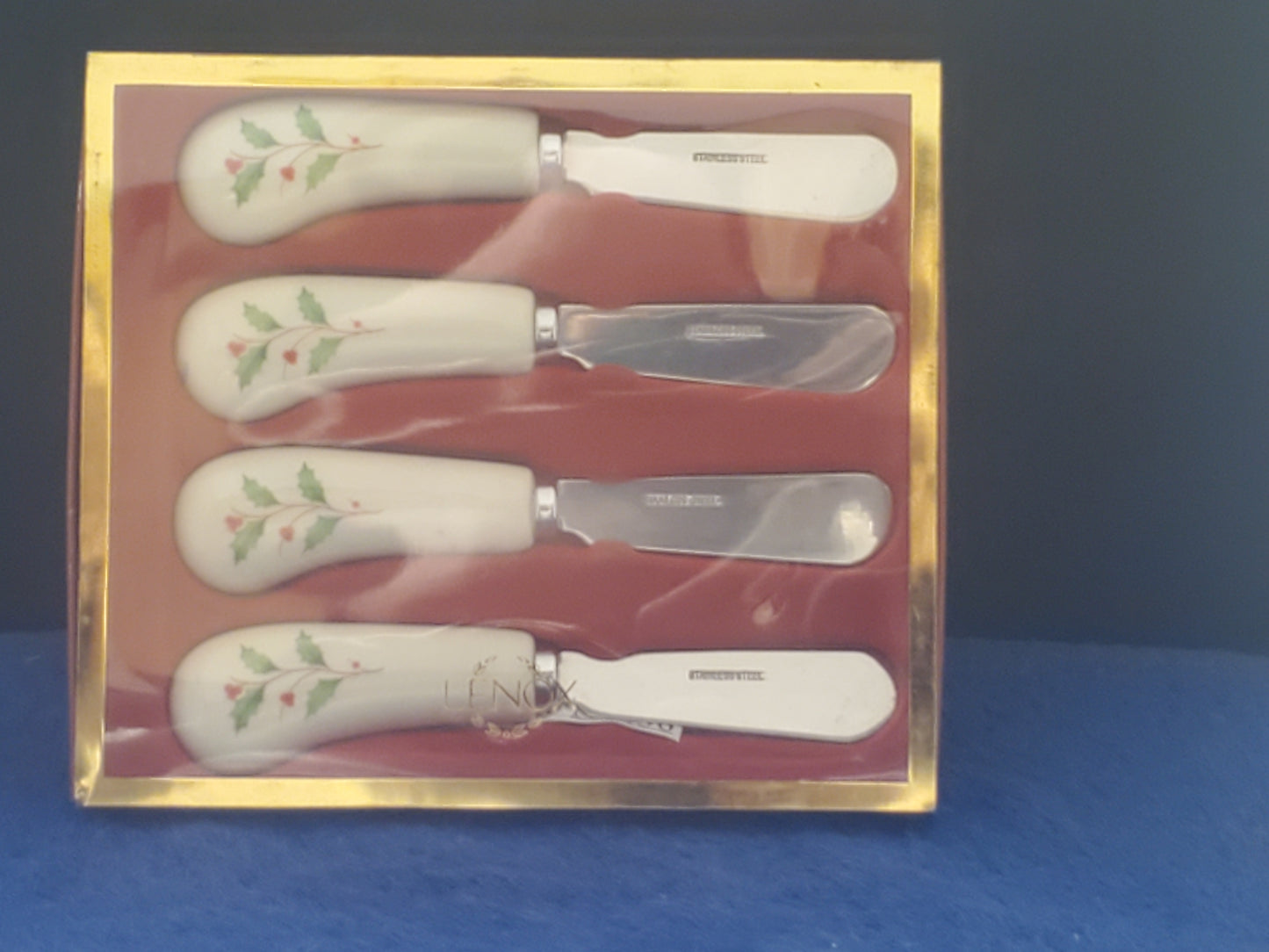 Set of 4 Lenox Holiday (Dimension) Cheese Knives with Stainless Blades NIB