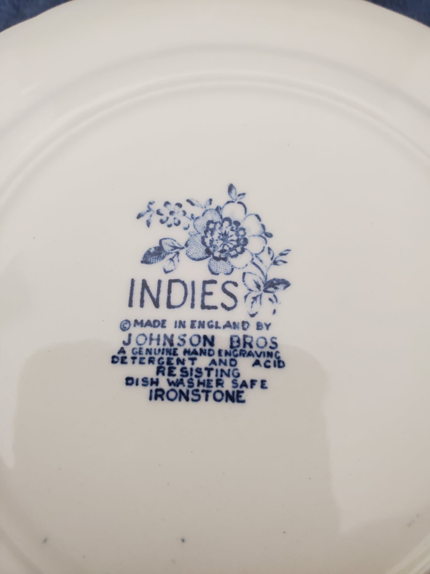 Set of 4 Johnson Brothers Indies Blue Coupe Square Cereal Bowls