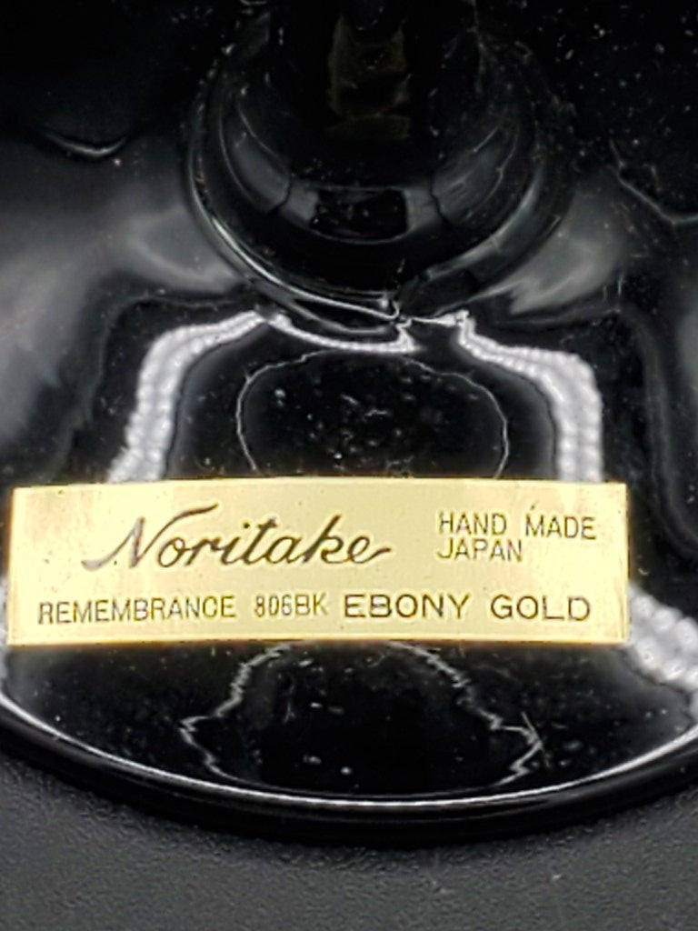 Set of 6 Noritake Remembrance Ebony Gold Champagne Flutes LK