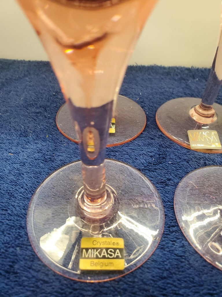 Set of 4 Mikasa Elegance Elegant Rose Water Goblets LK