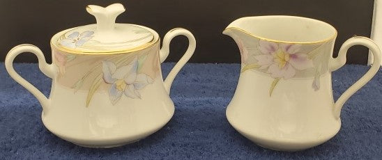 Mikasa Charisma Gray Creamer & Sugar Bowl with Lid LK