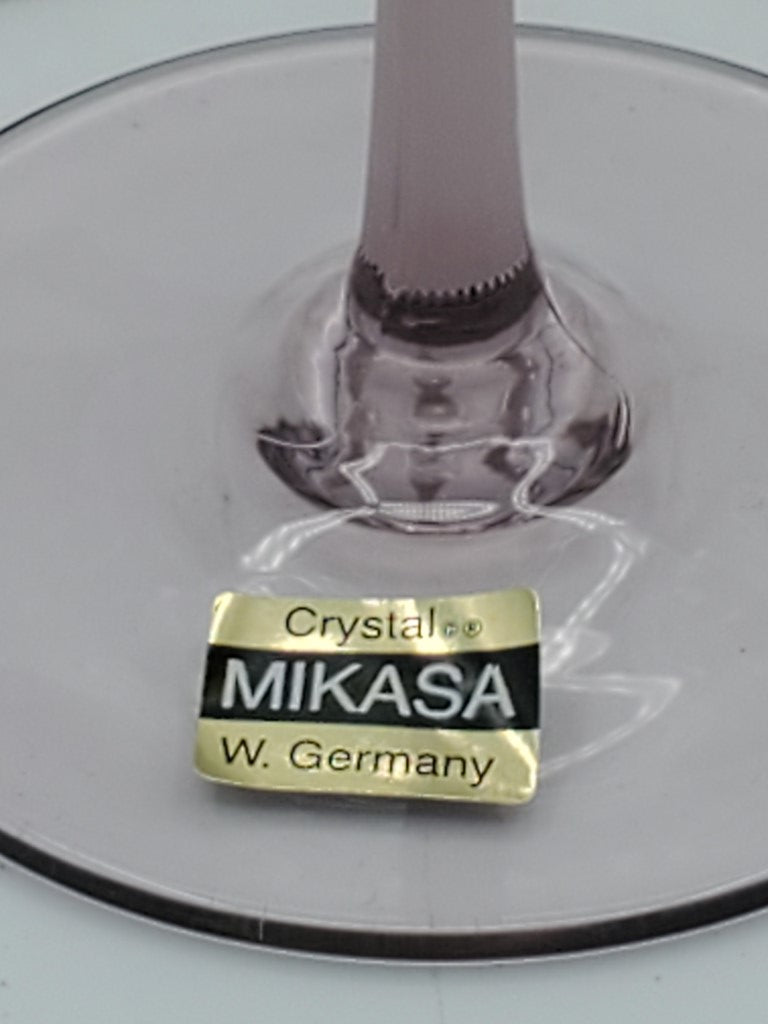Set of 6 Mikasa Sea Mist Amethyst Frosted Stem Water Goblets LK