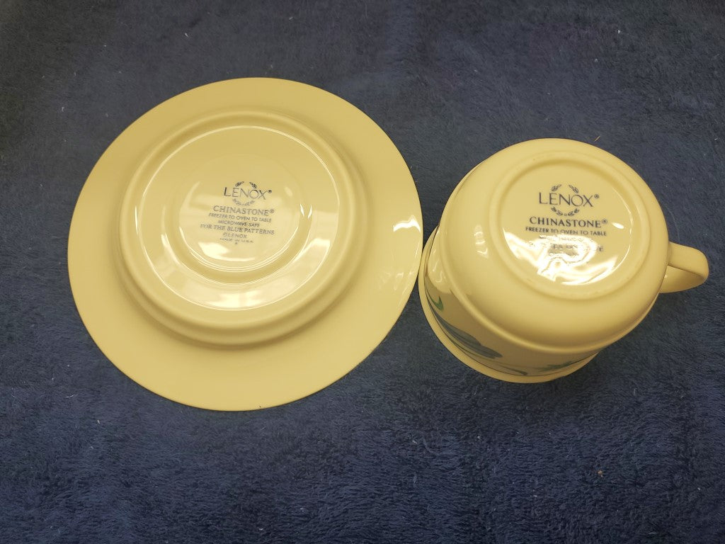 Set of 6 Lenox Poppies On Blue Cup & Saucer Sets