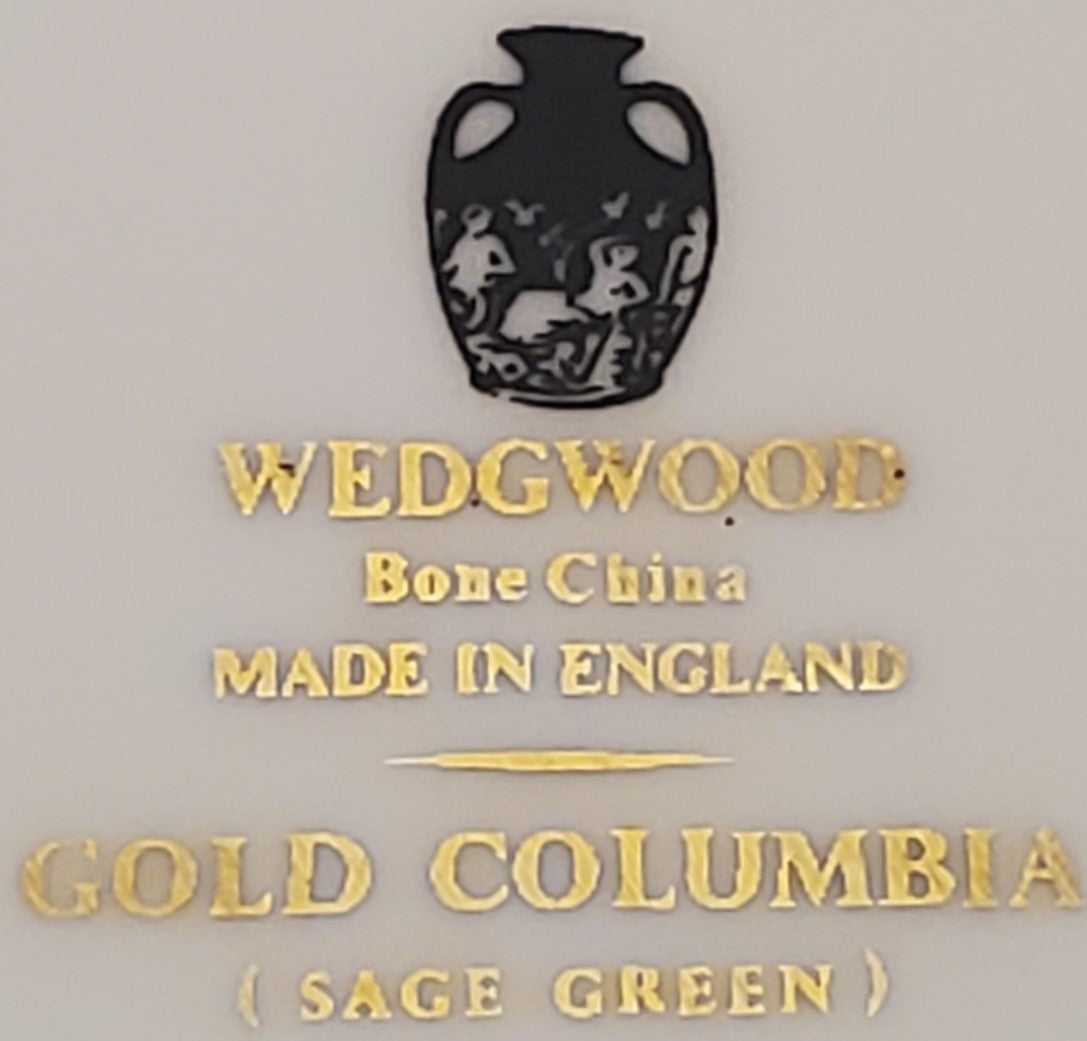 Set of 3 Wedgwood Columbia-Sage Green Rim Footed Cream Soup Saucers ONLY