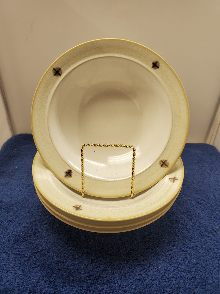 Set of 4 Mikasa Moonspun Rim Soup Bowls LK