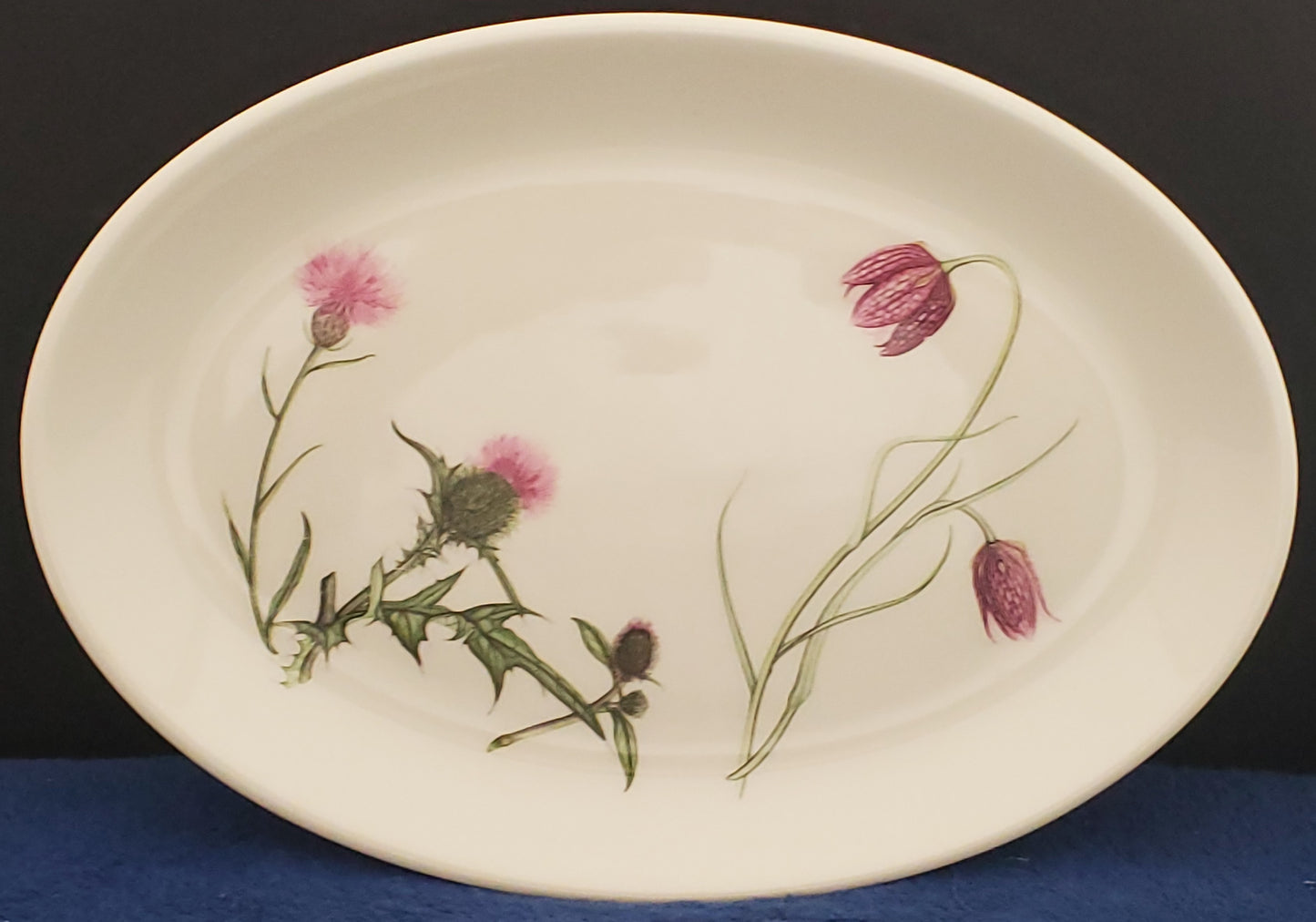 Portmeirion Queen's Hidden Garden 10" Oval Serving Platter (Fritillary/Thistle)