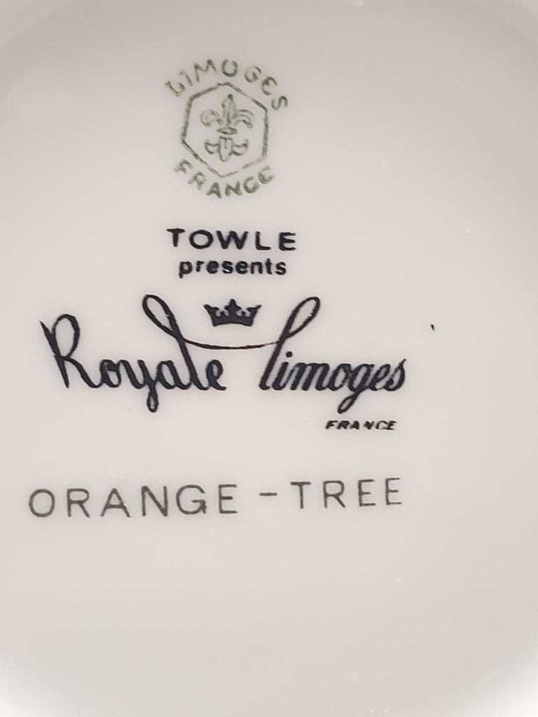 Royal Limoges Orange Tree Gravy Boat & Attached Underplate LK