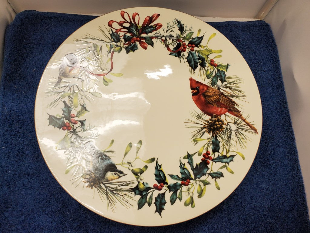 Lenox Winter Greetings Footed Cake Plate