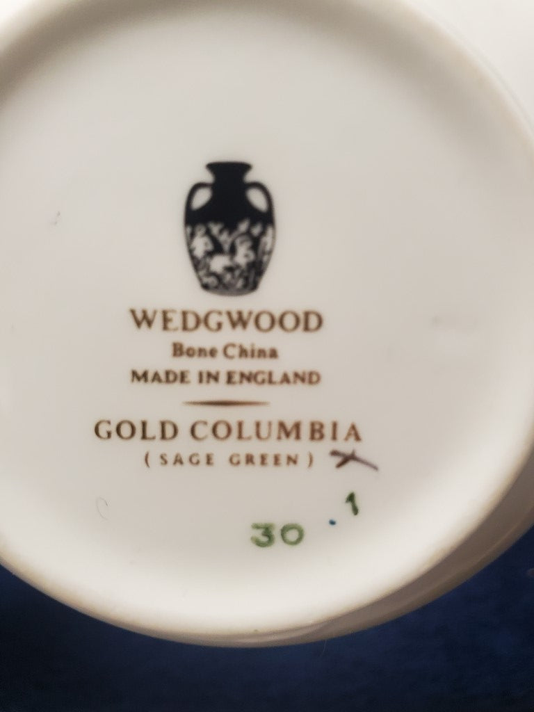 Wedgwood Columbia Gold Sage Green Creamer & Sugar Bowl with Lid LK