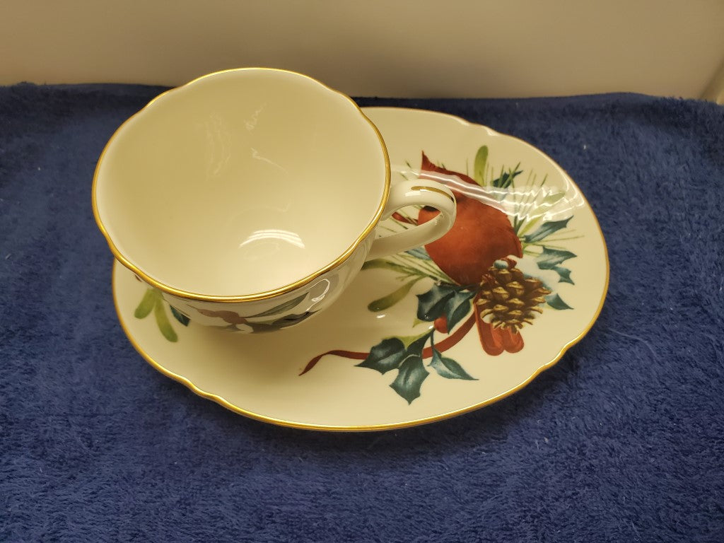 Set of 6 Lenox Winter Greetings Dessert Plate & Cup Sets