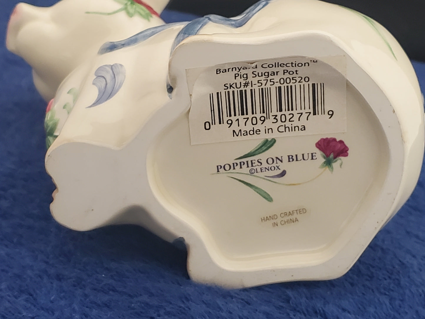 Lenox Poppies Barnyard Pig Sugar Bowl & Lid W/Spoon