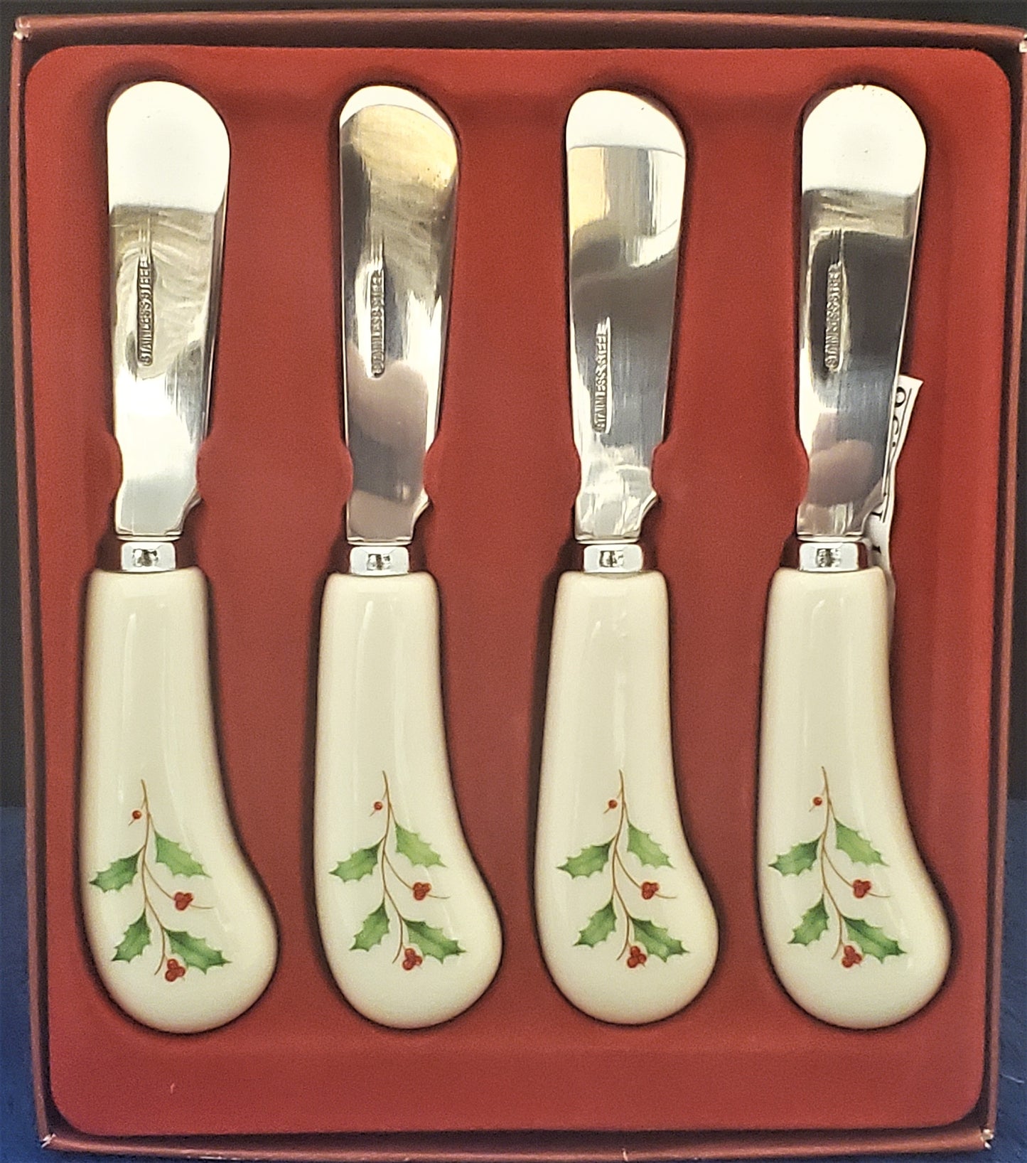 Set of 4 Lenox Holiday (Dimension) Cheese Knives with Stainless Blades NIB