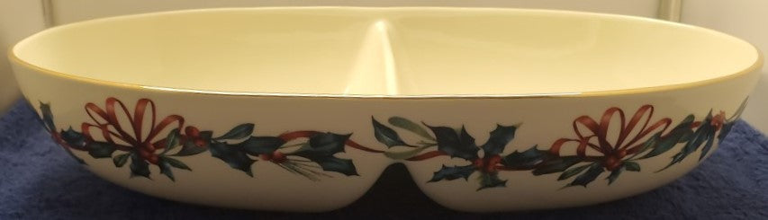 Lenox Winter Greetings Divided Oval Bowl