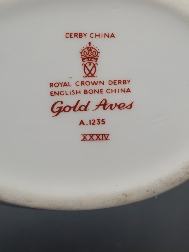Royal Crown Derby Gold Aves Gravy Boat with Underplate LK