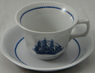 Set of 5 Wedgwood American Clipper-Blue Flat Cup & Saucer Sets