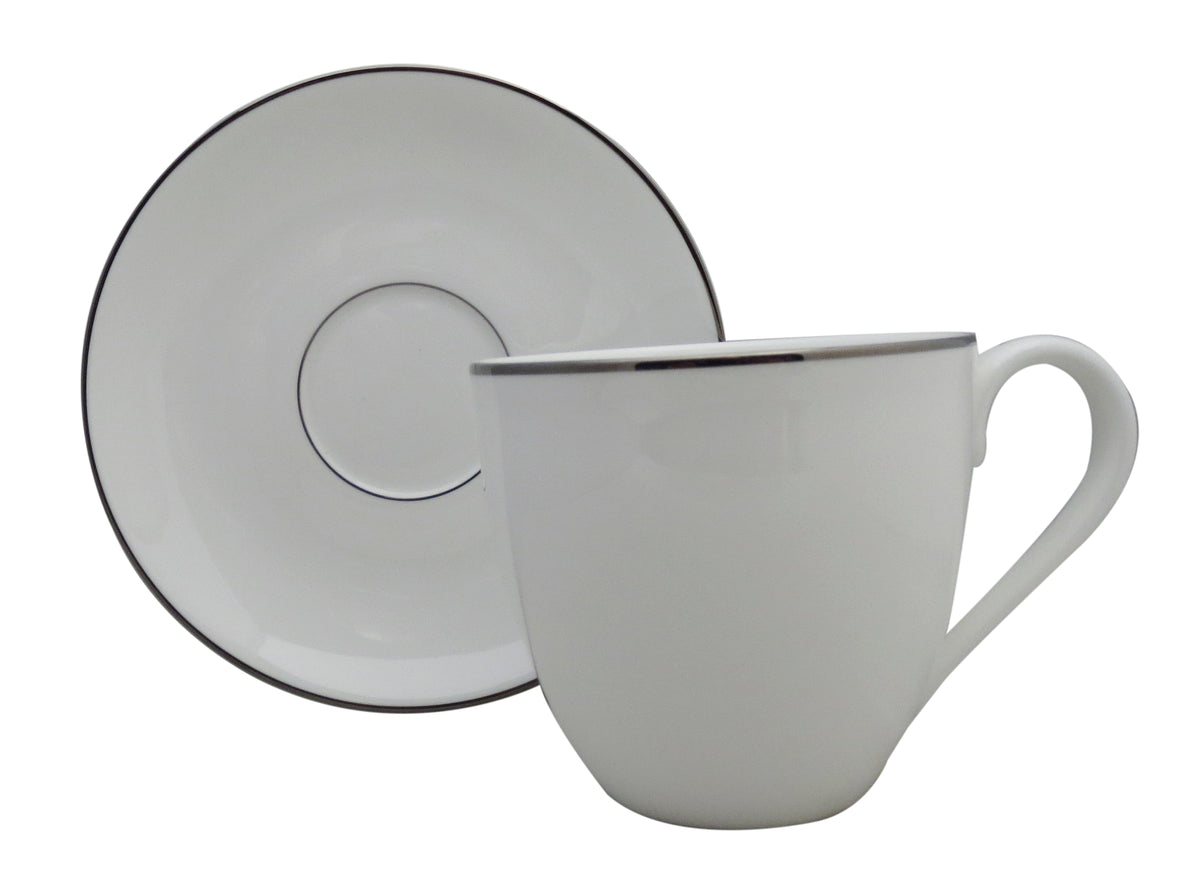Set of 4 Lenox Continental Platinum Dining Flat Cup & Saucer Sets