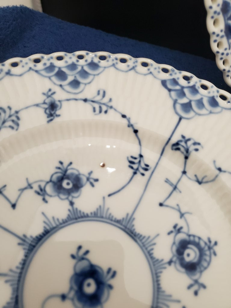 Set of 3 Royal Copenhagen Blue Fluted Full Lace (Imperfect) Salad Plates (1086)