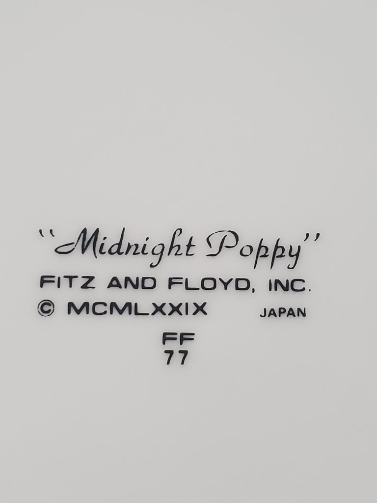 Set of 7 Fitz & Floyd Midnight Poppy Salad Plates LK