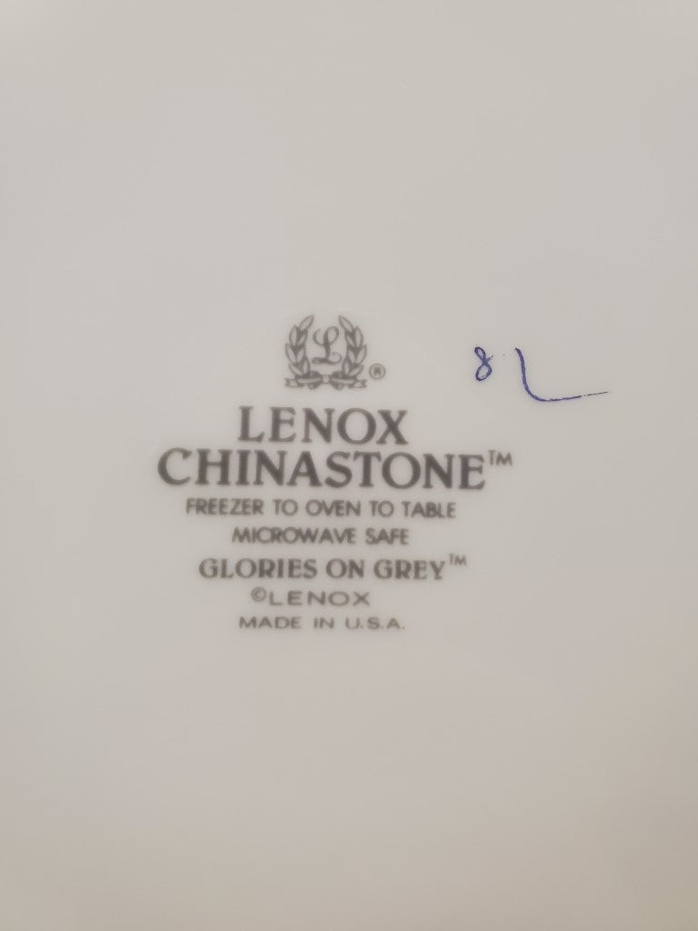 Set of 4 Lenox Glories on Grey Dinner Plates LK