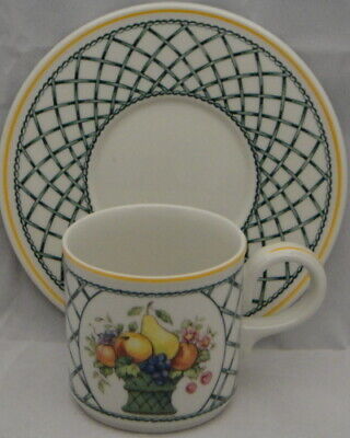 Set of 5 Villeroy & Boch Basket Flat Cup and Saucer Sets 2 3/4"
