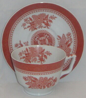 Set of 3 Spode Fitzhugh-Red London Shape Footed Cup & Saucer Sets (Imperfect)