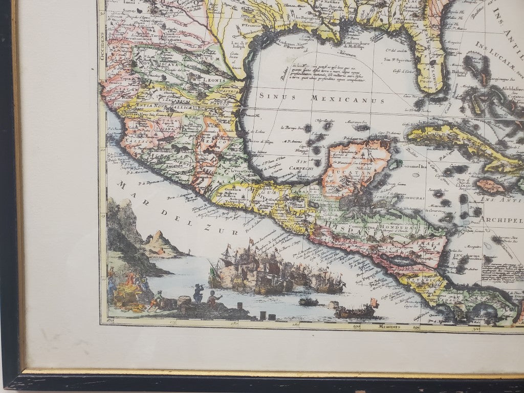 Framed Map Mappa Geographica Regionem Mexicanam et Floridam Germany c. 1730