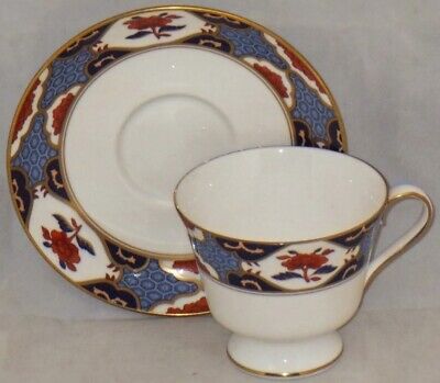 Set of 4 Spode Shima Border Footed Cup & Saucer Sets (Flair)