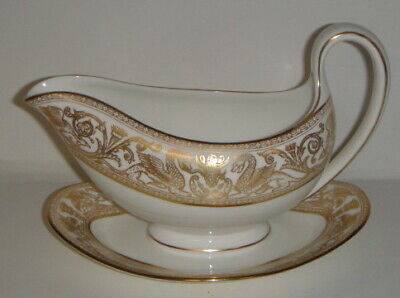 Wedgwood Florentine Gold W4219 Gravy Boat W/Attached Underplate