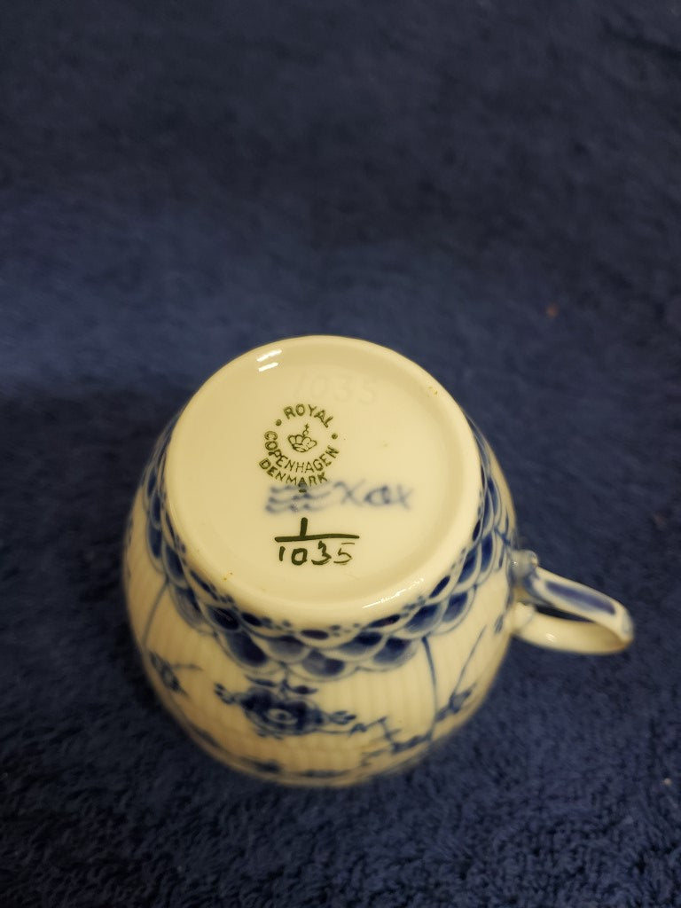 Set of 4 Royal Copenhagen Blue Fluted Half Lace Cups (1035)