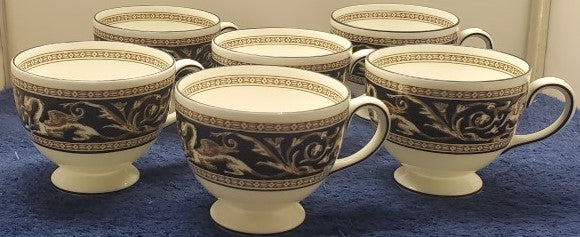 Set of 7 Wedgwood Florentine Blue W1956 Leigh Cups LK