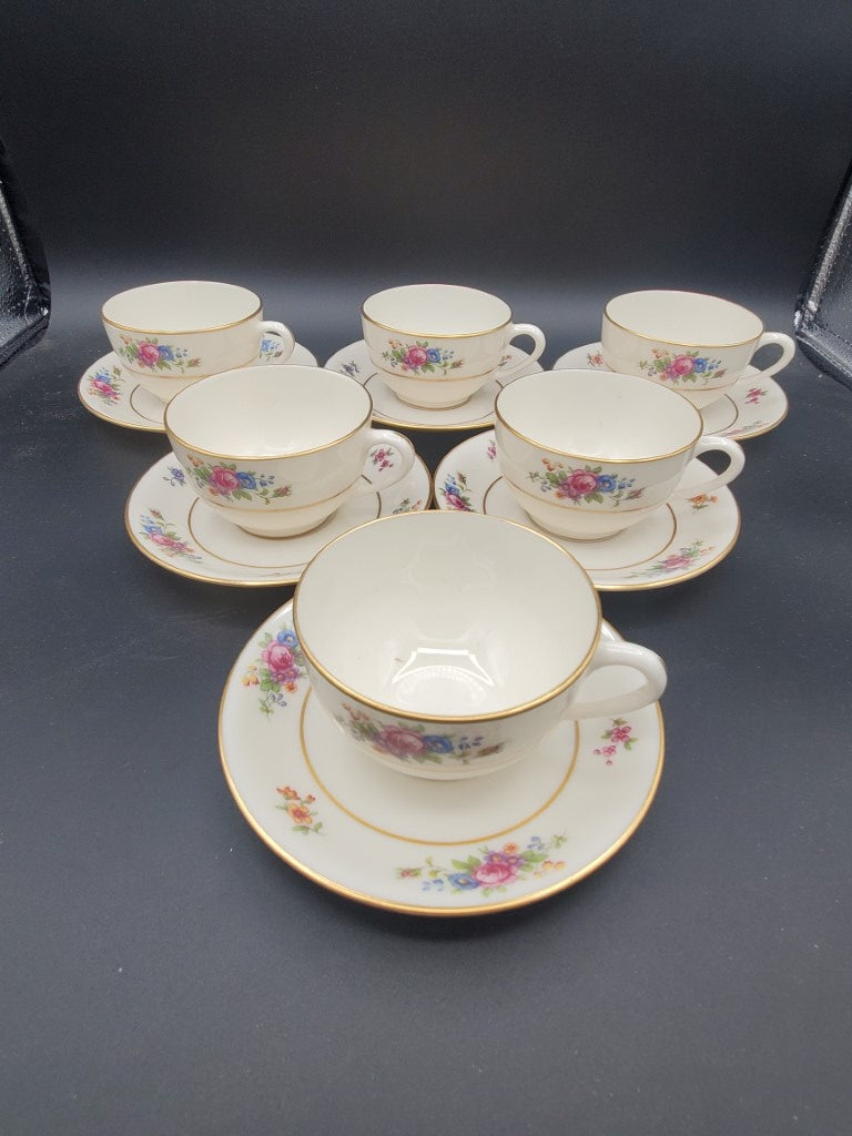 Set of 6 Lenox Lenox Rose Cup & Saucer Sets LK