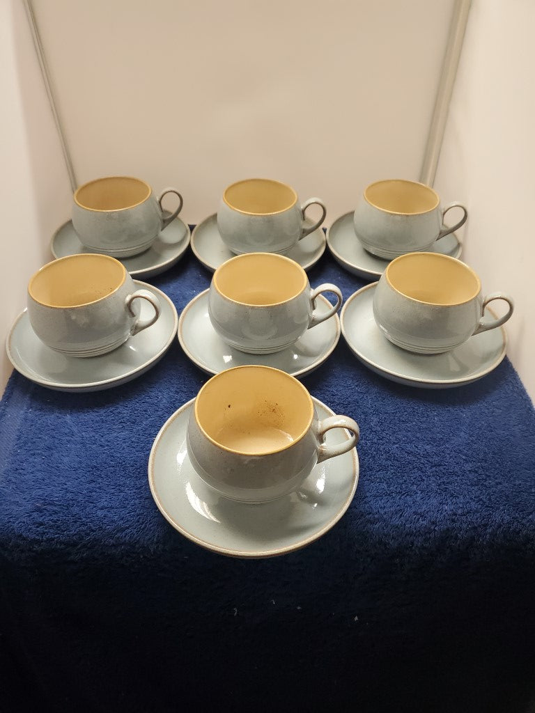 Set of 7 Denby Dovedale Cup & Saucer Sets