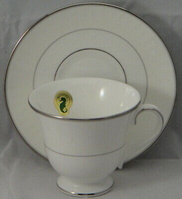 Set of 4 Waterford Lismore Platinum Cup & Saucers