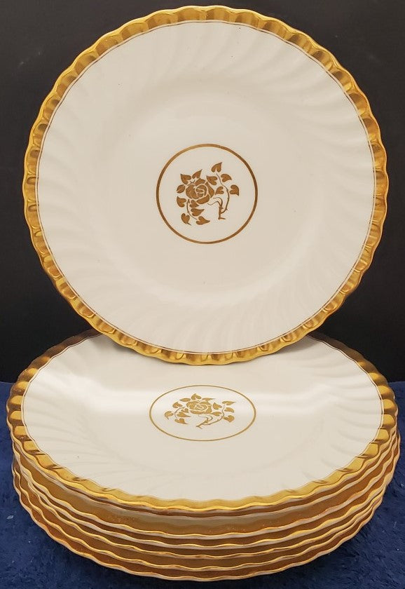 Set of 10 Minton Gold Rose (H4680) Bread & Butter Plates LK